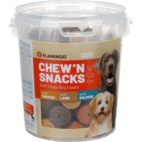 Friandises Mix d'Anneaux Poulet, Agneau et Saumon 450 g pour Chien - Flamingo (1/3)