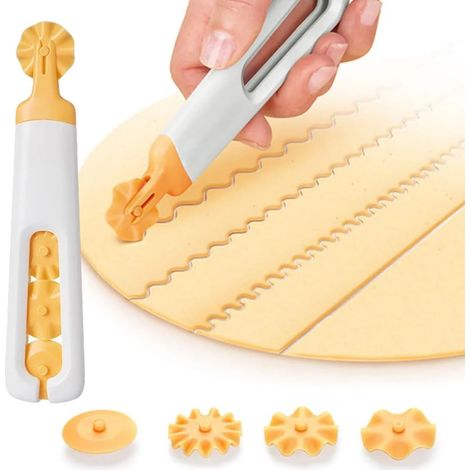 Roulette Coupe-Pâte Multifonction, Roulette Raviolis, Coupe-Pâte Pâtisserie, 4 Rouleaux Interchangeables pour Pâte Pâtisserie (1/5)