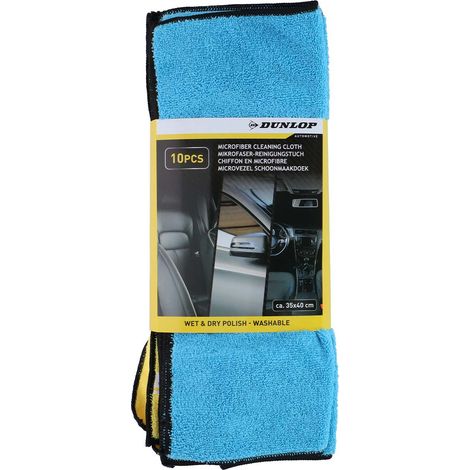 Lot de 10 Microfibre DUNLOP 35x40cm 300gsm - Nettoyage Humide & Sec, Haute Absorption, Lavable, Réutilisable, Entretien Auto (1/5)
