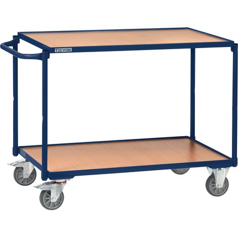 Tischwagen 2 Ladeflächen L1000xB600mm saphirblau Trgf.300kg Bügel waager.TECWERK