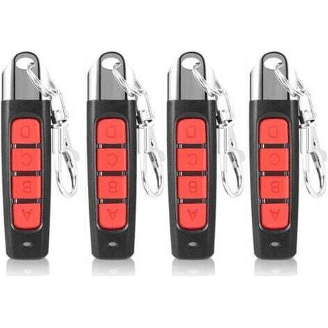 Cloneur à distance sans Fil Universel 433 MHz avec Porte-clés pour Portail électrique Porte de Garage (Rouge, Boutons ABCD) (1/4)