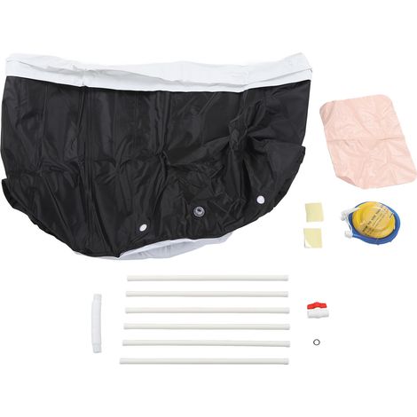 Baignoire de bain pliable noire avec anneau d'air supérieur, baignoire de trempage pliante de 75cm de hauteur et 85cm de diamètre (1/5)