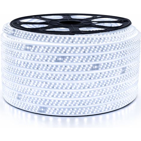 Sysled – Ruban LED 50 mètres 276 LED/m blanc froid 6000K – Lumens 3700/m – Étanchéité IP68 pour extérieur et intérieur – Alimentation 220V