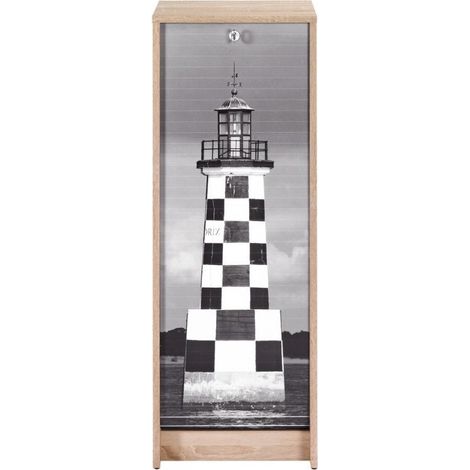 Classeur à rideau chêne naturel imprimé phare Breton Boost (1/2)