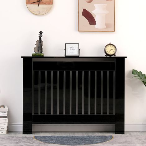 High Gloss Black Vertical Slats Medium-111.5x19x82cm(WxDxH)