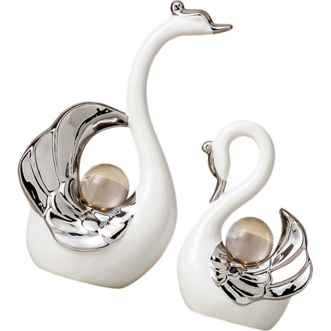 Decorazioni a forma di anatra in ceramica, - Argento. Senza anello per lampada.