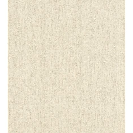Papier peint intissé aspect lin « Poetry II » - Papier peint en vinyle texturé uni beige pour une ambiance de vie confortable - Robuste et lavable - 10,05 m x 0,53 m (1/3)