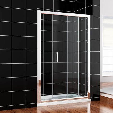 ELEGANT Sliding Shower Enclosure 6mm Glass Shower Cubicle with 1200x800mm Tray and Waste+ Riser Kit (1/5)
