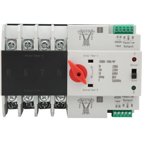 Eosnow Commutateur de transfert automatique double puissance, commutateur de disjoncteur ZGQ5-100/4P 220V