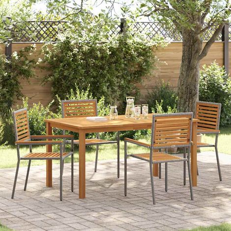 Garten Essgruppe 5 pcs Grau Massivholz Akazie
