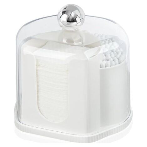 Boîte de rangement transparente pour cotons-tiges et cure-dents avec couvercle anti-poussière, conception 2 en 1, compartiments séparés pour un accès facile (1/5)