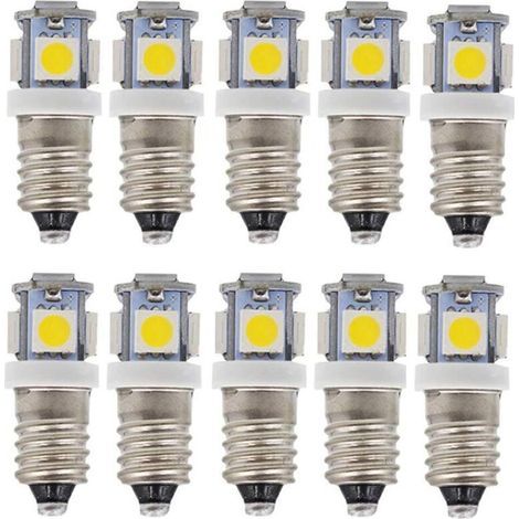 Ampoules LED E10 AC 6 V – Lot de 10 pièces, miniatures, 50 lm, compatibles avec circuits basse tension (1/4)