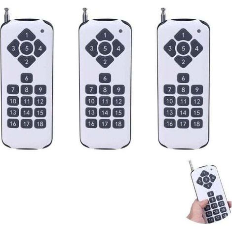 Télécommande RF 433 MHz 18 canaux haute puissance – 3 pièces, blanc, pour alarme et commutation sans fil (1/4)