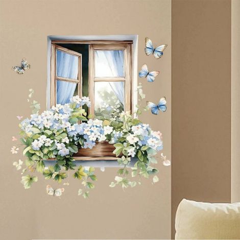 Sticker Mural - Plantes Fleurs Papillons - Décoration Murale Pour Salon Chambre Bureau - Set Complet (1/5)