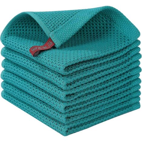 Torchons de cuisine en coton gaufré, ultra doux, absorbants et à séchage rapide, 30 x 30 cm, lot de 6, gris foncé (1/5)