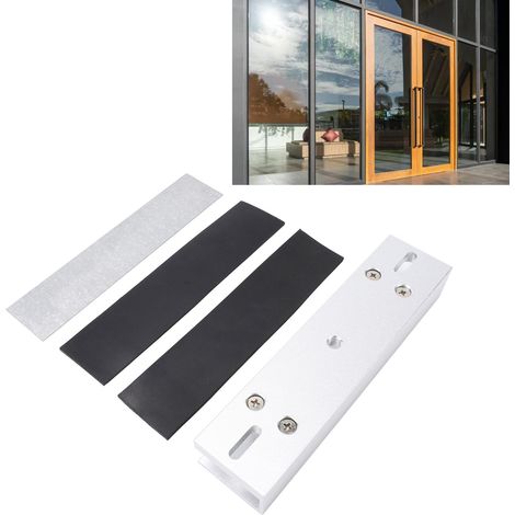 Soporte en forma de U para cierre magnético en puertas de vidrio sin marco – aleación de aluminio – capacidad de carga 280 kg – dimensiones 180 x 42 x 27 mm (1/5)