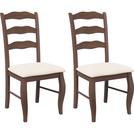 Maison Exclusive - Esszimmerstühle mit Kissen 2 Stk. Braun Massiv