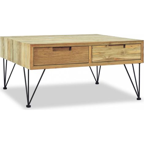 Couchtisch 80x80x40 cm Massivholz Teak vidaXL (1/5)