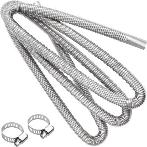 Flexible Pour Echappement 300 cm,Voiture Tuyau d'Echappement, Tuyau d'Échappement de Chauffage de Voiture, Tuyau d'Évent de Gaz Diesel Avec Deux Pinces En Acier Inoxydable (1/5)