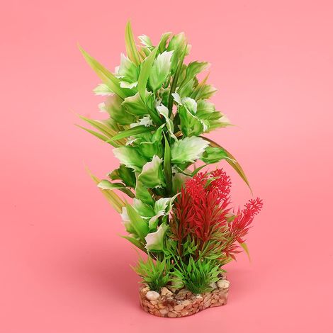 Plantes aquatiques artificielles en plastique pour décoration d'aquarium, herbe pour paysage d'aquarium (herbe blanc (1/5)