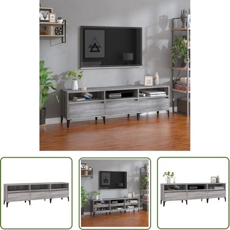 The Living Store TV-Schrank Grau Sonoma 150x30x44,5 cm Holzwerkstoff - TV Schrank - Holzwerkstoff Möbel - Wohnzimmer Einrichtung - Grau Sonoma - TV Stand (1/5)