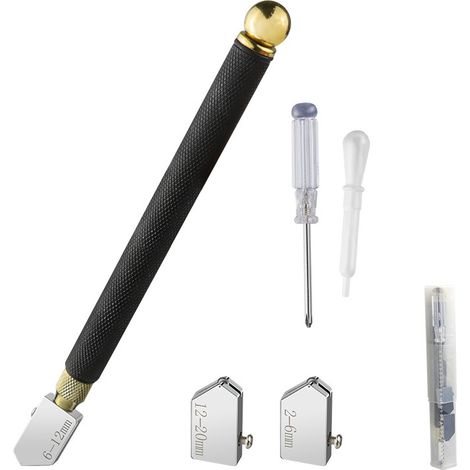 Tagliavetro professionale, utensile per il taglio del vetro, stile matita, taglio del vetro da 2 a 20 mm di spessore per il taglio di vetro/piastrelle/specchi/mosaici