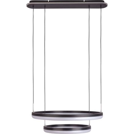 Luminaire Suspension LED CCT en Métal Noir et Plastique Sable Ø 60 cm Hauteur 150 cm - PANGIVO (1/5)