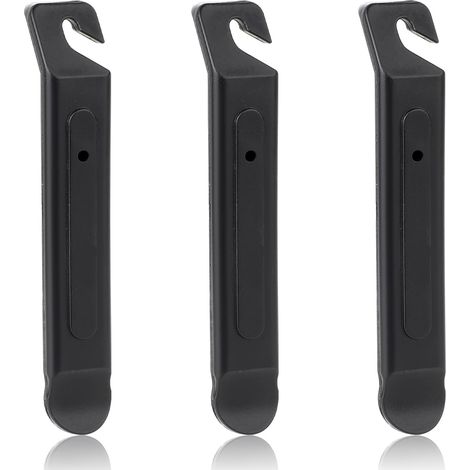 Kit de 3 démonte-pneus de vélo, démonte-pneus portables en plastique noir, outil de réparation de pneus de vélo (10,5 x 1,7 cm) (1/5)