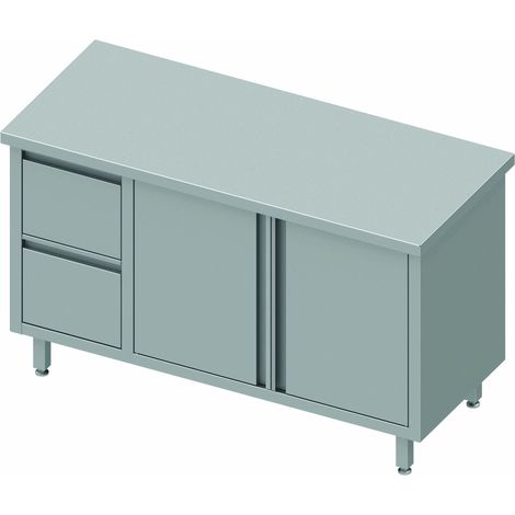 Table Armoire Inox - 2 Portes & 2 Tiroirs - Gamme 600 - Stalgast