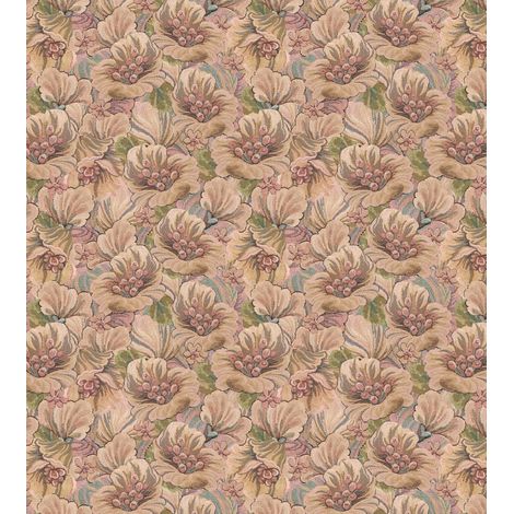 papier peint panoramique motif floral brodé marron, beige et vieux rose - ESTAhome (1/4)