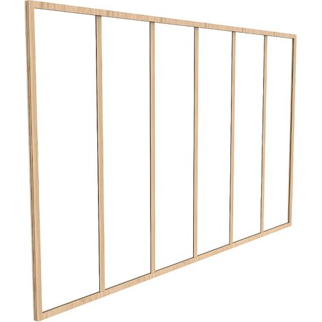 Vente-Unique – Verrière atelier en aluminium thermolaqué naturel clair 180 x 105 cm – Verre trempé 4 mm – Installation facile sur supports métal, bois, ciment