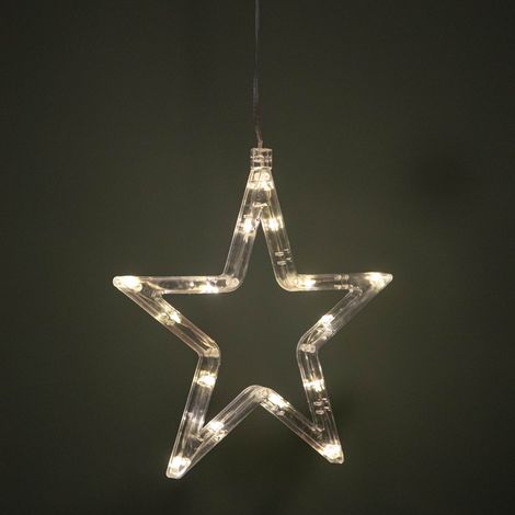 20cm Battery Operated Light up Christmas Star Window Decoration with Warm White LEDs (1/5)