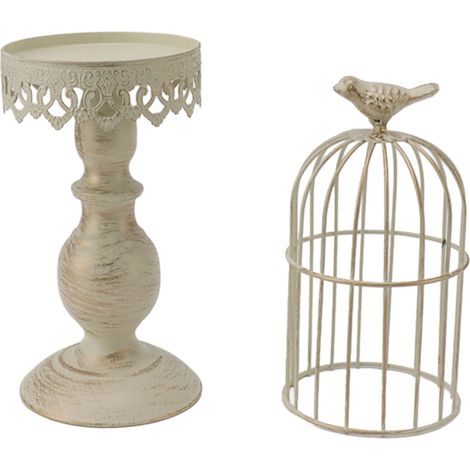 Bougeoir en fer forgé vintage avec base stable amovible, décoration cage à oiseaux pour chambre ou restaurant. (1/5)