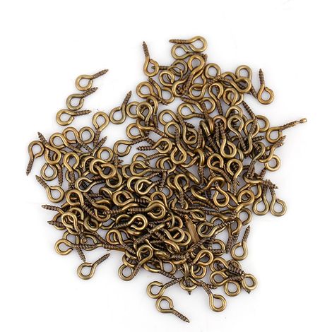 Lot de 200 crochets à œil en alliage, pitons à vis pour bijoux, anneaux de fixation, teinte bronze (1/5)