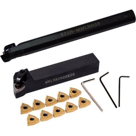 Set di utensili per tornitura MWLNR2020K08 + S20R-MWLNR08 + 10 lame WNMG080404