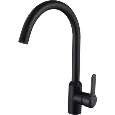Küchenarmatur aus Edelstahl, spritzwassergeschützt, geeignet für Warm- und Kaltwasserspülen und Waschbecken, hochwertige, galvanisierte Dreharmatur – Schwarz