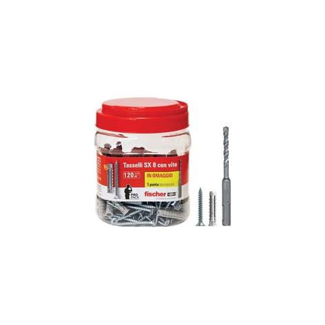 Ancrage nylon avec vis Promopack "Sx 8 S" - ø mm.8x40 vis mm.5x50 pack de 90+30 pièces offert