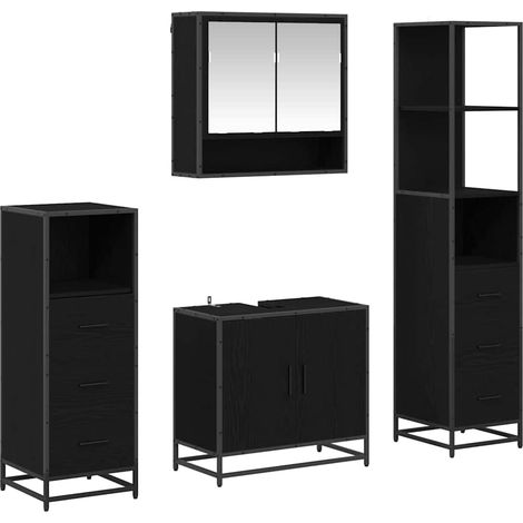 Maison Exclusive - Badezimmermöbel-Set 4 pcs Schwarz Eichen-Optik