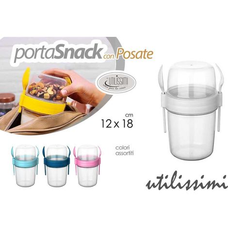 Portapranzo Portatile PortaSnack con Posate 1100 ml Vari Colori (1/2)