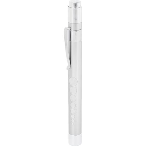 Lampe torche de type stylo, lampe torche stylo en alliage d'aluminium, lampe torche stylo LED, lampe stylo avec pupille, argentée. (1/5)