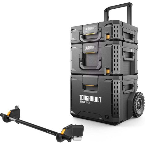 Toughbuilt StackTech 3 Piece Premium Wheeled Tool Box + Blue Roll Cable Holder