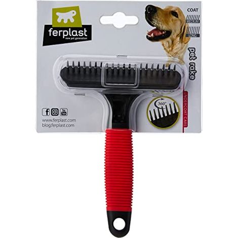 Ferplast Pettine per Cani e Gatti 2 in 1 Pelo Medio e Lungo, Denti Rotanti Arrotondati Anti-Irritazione e Manico Antiscivolo (1/4)