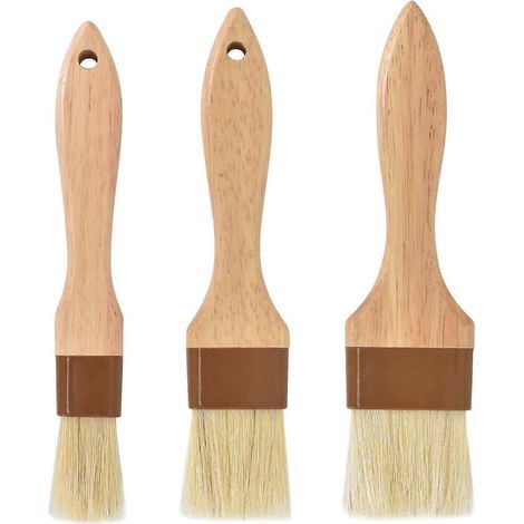 Lot de 3 pinceaux à badigeonner pour la cuisine Pinceaux à pâtisserie pour la cuisson Ustensiles de cuisine pour la cuisson, le gril, les marinades et le beurre (Grande, Moyenne et Petite Taille) (1/5)