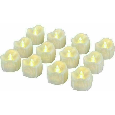 Bougies LED, bougies chauffe-plat LED , bougies sans flamme avec minuterie, mode automatique : 6 heures allumées et 18 heures éteintes, 3,2 x 3,6 cm, lot de 12, blanc chaud (1/5)