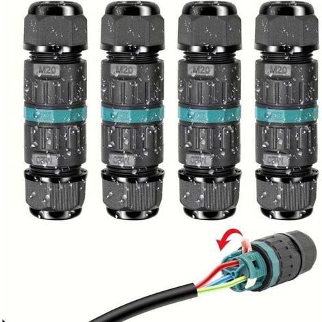 Connecteur Électrique Résistant à l'eaus IP68 - Raccord de Cable 3 Fils Domino Boîte de Derivation Éxterieur, XU, Pour Câble Ø 5 à 12 mm (4 Pcs) - KZQ (1/4)