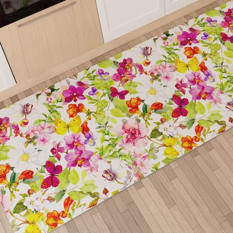 PETTI Artigiani Italiani - Tappeto Cucina Passatoia Cucina Antiscivolo e Lavabile 52x100 cm Disegno Farfalle 100% Made in Italy (1/4)