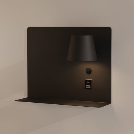 Liseuse murale avec port USB et USBC "BASKOP" - 6W - Gauche