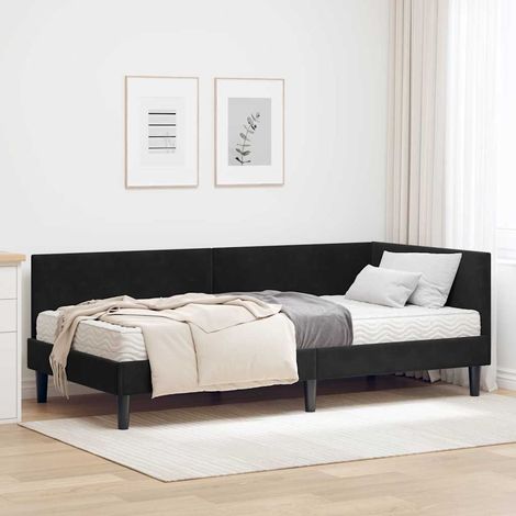 Eckbettgestell mit Matratze Sonstiges 2 pcs Schwarz Samt