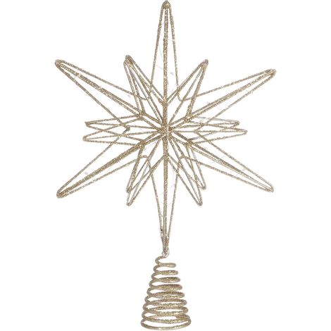 Weihnachtsstern-Baumspitze, Baumschmuck für Weihnachtsbaum, Weihnachtsdekoration für Zuhause und Partys (Champagner) (1/3)