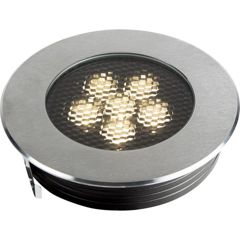 Encastré de sol extérieur ZEPH 3 SLIM 24V rond inox non percée 3000K 925lm 6x2W - EUROPOLE - 56442